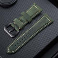 Crazy Horse Layer Frosted Black Buckle Watch Leather Watch Band, Size: 24mm (Army Green)