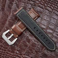 Crazy Horse Layer Frosted Black Buckle Watch Leather Watch Band, Size: 24mm (Dark Brown)