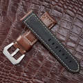 Crazy Horse Layer Frosted Silver Buckle Watch Leather Watch Band, Size: 20mm (Dark Brown)