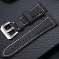 Crazy Horse Layer Frosted Silver Buckle Watch Leather Watch Band, Size: 22mm(Black)