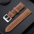 Crazy Horse Layer Frosted Silver Buckle Watch Leather Watch Band, Size: 22mm(Light Brown)
