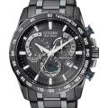 Authentic CITIZEN Eco Drive Black Stainless Steel Perpetual Calendar Atomic Timekeeping Mens Watch