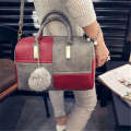 Ladies 2 Colour Patch Tote Hand Bag - Red and Grey