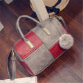 Ladies 2 Colour Patch Tote Hand Bag - Red and Grey