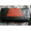 100% Genuine Buffalo Leather Ladies Wallets - 2 tone black