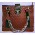 100% Genuine Buffalo Leather Elegant  Everyday Handbag - Brick Red