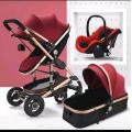 Baby Stroller 3 Functional Pram Maroon /wine red Color