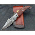 FOLDING KNIFE ROSEWOOD HANDLE WITH DAMASCUS BLADE SA01-R