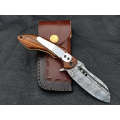 FOLDING KNIFE ROSEWOOD HANDLE WITH DAMASCUS BLADE SA03-R