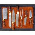 Handmade Damascus Steel Chefs Kitchen Cutlery Set-SA50- Rosewood Brass