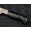HUNTING KNIFE BLACK HORN HANDLE WITH DAMASCUS STEEL BLADE SA05-B