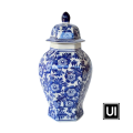 Medium blue and white flower ginger jar