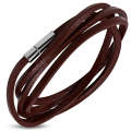 Multi Wrap Genuine Dark Brown Leather Choker/Bracelet