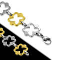 Stainless Steel 2-tone Cut-out Flower Star Link Chain Bracelet