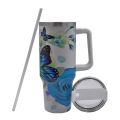 1.2L Stainless Steel Thermo Travel Flask with handle - Butterfly