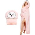 Animal Fluffy Fleece Unisex Hooded Blankets - Pink Squirrel