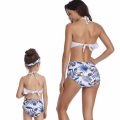Matching Mom or Daughter Blue and White Floral Coconut Two-Piece Bikini