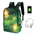 Galaxy Printed Backpack With USB port and Audio Jack Port