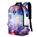 Galaxy Printed Backpack With USB port and Audio Jack Port