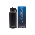 Iconix Black Stainless Steel Hot and Cold Flask - Straw Lid