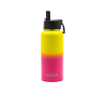 Iconix Yellow and Pink Stainless Steel Hot and Cold Flask -  Straw Lid