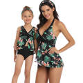 Matching Mom or Daughter Black Tropical Two-Piece Swimwear