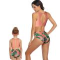 Matching Mom or Daughter Peach Jungle Crop Two-Piece Bikini