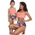 Matching Mom or Daughter Peach Leafy Print Two-Piece Bikini