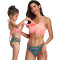 Matching Mom or Daughter Peach Striped Two-Piece Bikini