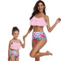 Matching Mom or Daughter Pink Botanical Print Two-Piece Bikini