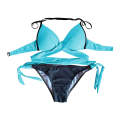 Padded Criss-Cross Bikini Set Swimsuit in Blue