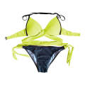 Padded Criss-Cross Bikini Set Swimsuit in Neon Yellow