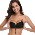 Strapless Backless Adhesive Invisible Push-up Reusable Butterfly Bra - Black