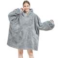 Unisex Grey Oversized Plush Hooded Blanket