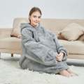 Unisex Grey Oversized Plush Hooded Blanket