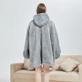 Unisex Grey Oversized Plush Blanket Hoodie - Medium