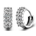 Boowhol Women's Diamond Clip on Earings Hoop Creole Double Row Glitter Diamond 925 Sterling Silve...