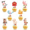 8pc Cardboard Cake Topper Farm