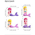 Cake Topper Plastic Mermaid 4pcs