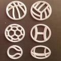 Sport ball plastic cutter set. Rugby, soccer, baseball