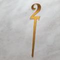 Gold Number  2 acrylic mirror cake topper, 7cm