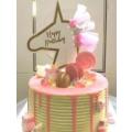 Gold and Pink Happy Birthday Unicorn cake topper