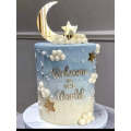 P Line Art Abstract Acrylic Cake Topper Moon and Stars
