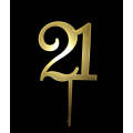 Nr62 Acrylic Cake Topper Number 21 Gold