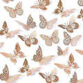 HD007 Wall Sticker Decorating  Butterfly Gold  12pc