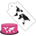 ST728 Cake decorating stencil world map