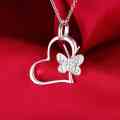 Lucky Silver - Silver Designer Heart with Butterfly Necklace - LOCAL STOCK - LSN272