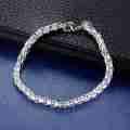 Lucky Silver - Silver Designer Unisex Square Linked Bracelet - LOCAL STOCK - LSB094