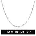 Lucky Silver - Silver Designer Rolo 1mm Womens Necklace with Lobster Clasp - LOCAL STOCK