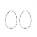 Lucky Silver - Silver Designer Large Oval Delicate Hoop Earrings - LOCAL STOCK - LSE001